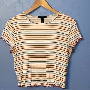 Striped Forever 21 Cropped Tee